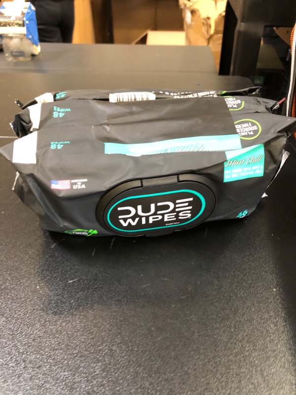 Photo 3 of DUDE Wipes Flushable Wipes - 3Pack, 48 Wipes - Mint Chill Extra-Large Wet Wipes with Eucalyptus & Tea Tree Oil - Septic and Sewer Safe