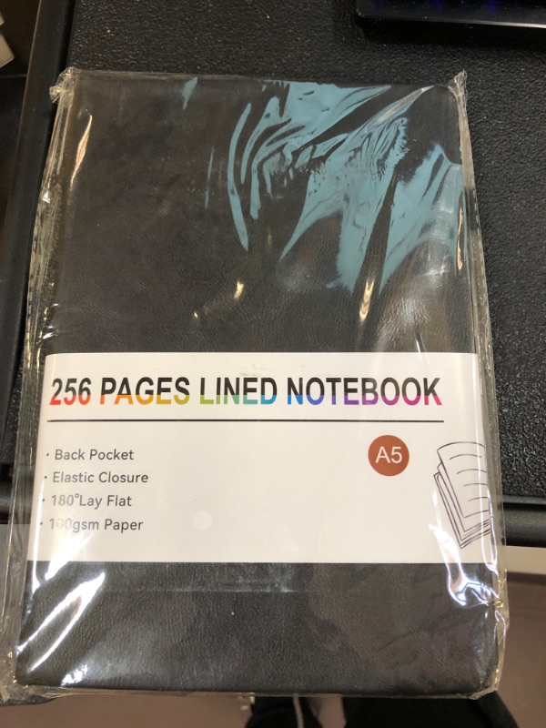 Photo 2 of Lined Journal Notebook for Women Men, 160 Pages Thick Ruled Paper Travel Diary with Pen, Leather Journals for Writing, A5 Notebooks for Work, Note Taking, School, Daily Journal (5.9" x 8.5") Black Ruled Paper