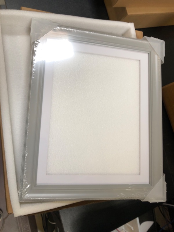 Photo 2 of Anozie 10x12.5 Kids Art Frames for Kids Artwork Frames Changeable Front Opening Glass, Display 8.5x11 with Mat or 10x12.5 Without Mat for Kids Drawings, Schoolwork, Hanging Art, Crafts Grey 10x12.5-2P