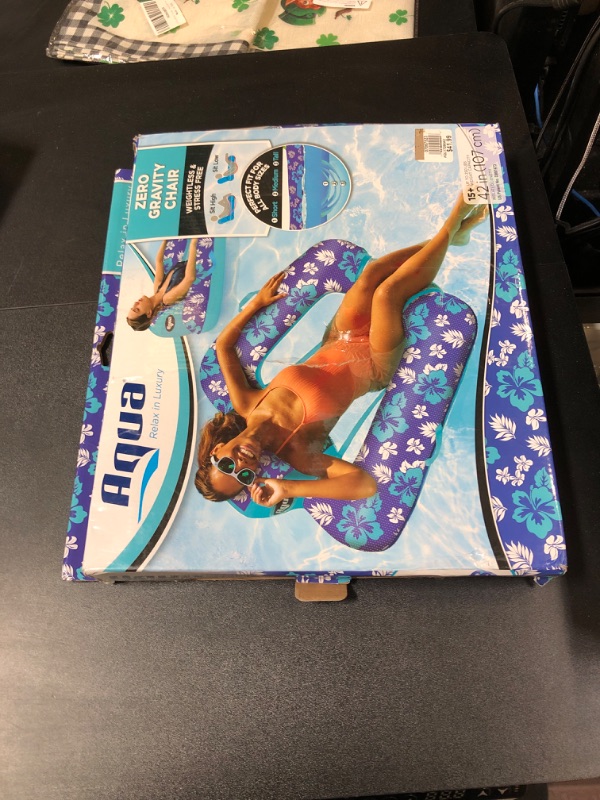 Photo 3 of Aqua-Leisure Zero Gravity Printed Pool Float Chair Blue/White - Pool Games and Toys at Academy Sports
