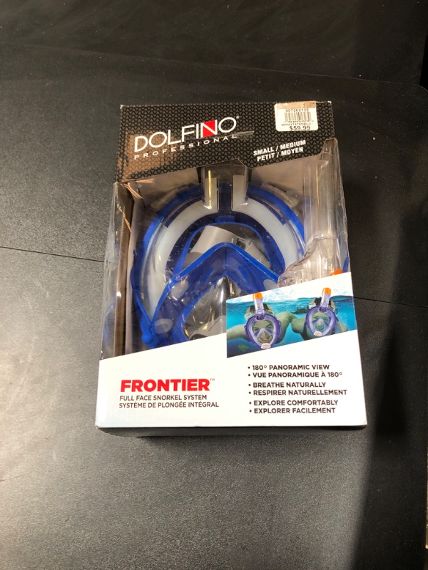 Photo 2 of Dolfino Pro DPM17478SBLC Frontier Full-Face Snorkeling Mask - Small/Medium, Blue