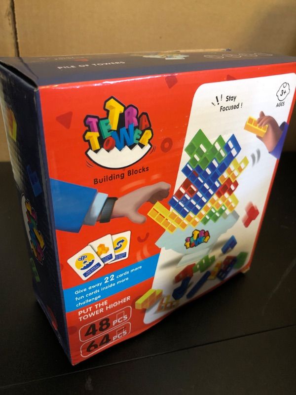 Photo 2 of  Tower Tetra Game, Tetra Tetris Balance Tower Game Stacking Team Building Blocks