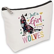 Photo 1 of yhslmh Wolf Gifts Makeup Bag Cosmetic Bags for Women, Wolves Travel Purse Pouch Large Capacity Canvas Bag, Wolf Stuff Zipper Toiletry Organizer Bag Gift