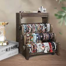 Photo 1 of 3tiers Wooden Bracelet Holder Bangle Watch ,Necklace Display Storage -Brown