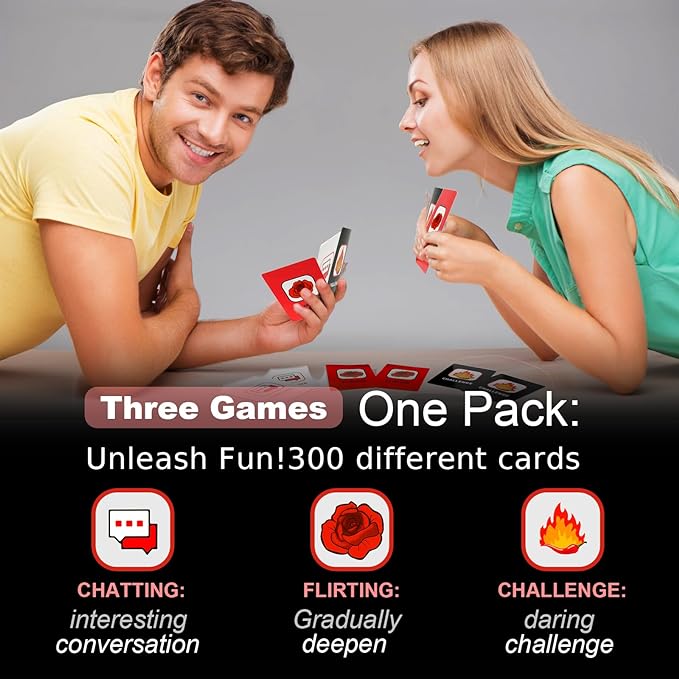 Photo 1 of 300 Fun Game Cards for Couples: Deep Gameplay from Talk to Challenges. Perfect Date Night and Valentine's Day Gift!Unique Date Night Creative Games.