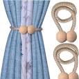 Photo 1 of Strong Magnetic Curtain Tiebacks, 2 Pack Magnetic Tiebacks for Curtains Decorative Curtain Holdbacks Strap Modern Rope Drape Tie Backs for Outdoor Home Window Office Bathroom Round Design, Beige