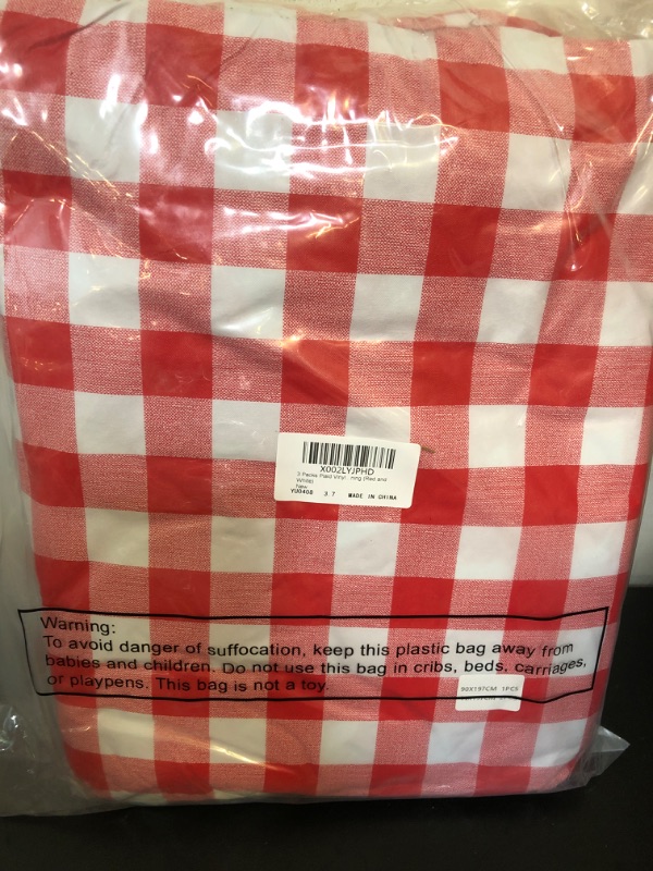 Photo 2 of Tatuo 3 Packs Water Proof Plaid Vinyl Picnic Table Cover and Bench Cover, with Flannel Back, for Table 72"x 30" Rectangle, for Picnic Indoor and Outdoor Dining (Red and White)