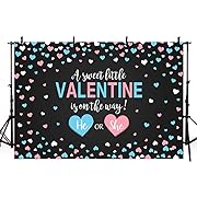 Photo 1 of MEHOFOTO Valentine Gender Reveal Party Photo Background Unisex Baby Shower He or She Sweetheart Blue or Pink Decoration Black Backdrops Banner