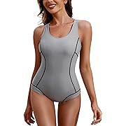 Photo 1 of Size XS--Ethlauff one Piece Swimsuit Women Athletic one Piece Bathing Suit for Women Athletic Sports Swimming Suits for Women one Piece Grey