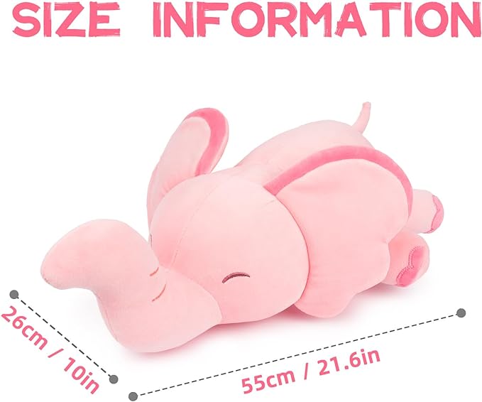 Photo 1 of Niuniu Daddy 21 in Pink Elephant Stuffed Animal Not Weighted - Kawaii Large Elephant Plush Toy for Kids Adults, Squishy Soft Cute Elephant Body Pillow Gift for Girls Boys Birthday Christmas Party