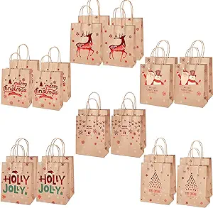 Photo 1 of FURSARCAR 24pcs Christmas Gift Boxes Christmas Bags,6 Premium Assorted Gold Metallic Design Theme Reusable Holiday Gift Bags for Holiday Presents Treats Candies Cookie