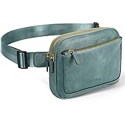 Photo 1 of Fanny Packs for Women and Men,Leather Belt Bag Everywhere Crossbody Waist Bags with Adjustable Strap,Blue
