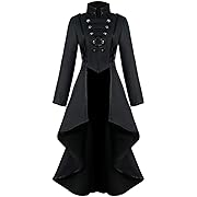 Photo 1 of Size M--AI'MOURI Gothic Tailcoat Halloween Costumes for Women, Medieval Irregular Hem Steampunk Corset Victorian Tailcoat Jacket(Black,M)