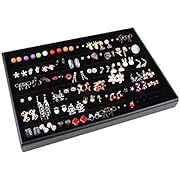 Photo 1 of Glitterymall Black Velvet 60 Pairs Stud Earring Holder Jewelry Organizer Tray Display Showcase for Girl's Woman Collection