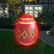 Photo 1 of AirSwim 35 Inch Easter Inflatable Outdoor Decorations Colorful Eggs with LED Lights Blow up Yard Decorations Outdoor for Home, Holiday, Lawn, Garden, Outdoor