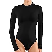 Photo 1 of Size XXL--MANGOPOP Women's Long Sleeve Body Suits Womens Ruffle Crew Neck Bodysuit Tops for Women Fitted Going Out Body Suit Shirts