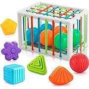 Photo 1 of Baby Toys 12-18 Months,Shape Sorter Toys for 1 Year Old,Baby Sorter Toy Colorful Cube and 12 Pcs Multi Sensory Shape,Learning Activity for Fine Motor Skills