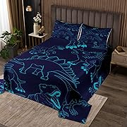 Photo 1 of Feelyou Dinosaur Bedspread 3D Digital Print Coverlet Set for Boys Girls Decor Cute Dinosaur Printed Quilted Coverlet Wild Animal Pattern Theme Blue Quilted
