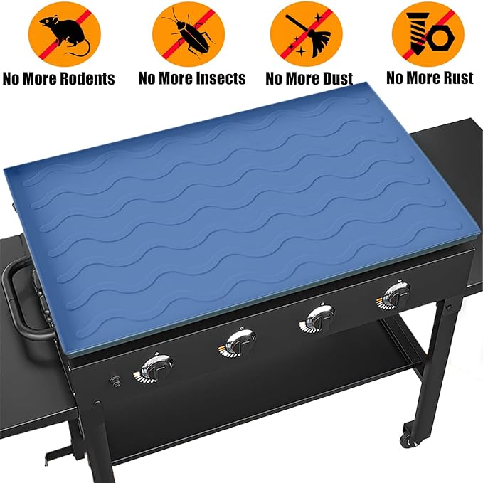 Photo 1 of 36 inch Silicone Griddle Mat for Blackstone, Food Grade Silicone/Unique Wave Pattern Design Griddle Accessories for Blackstone, Protective Mat for Griddle Surface, Dog Food Mat Pet Feeding mat-Blue