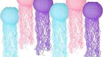 Photo 1 of Aiminjey 6Pcs Jellyfish Hanging Paper Lanterns Pink Purple Blue for Under The Sea Mermaid Theme Girls Boys Birthday Party, Class Room, Baby Room, Bedroom,Ocean Theme Party Supplies Decorations