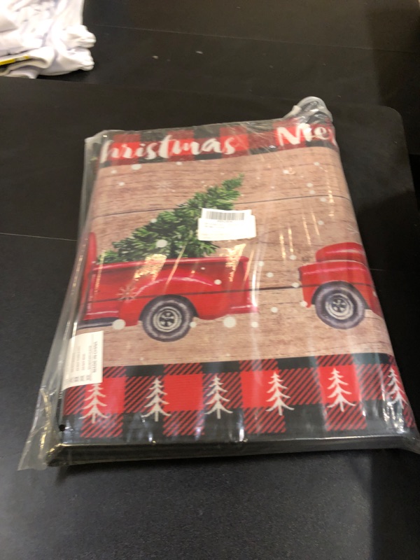 Photo 2 of Merry Chirstmas Kitchen Rugs Sets 2 Piece Floor Mats Xmas Tree Snow Red Truck Buffalo Plaid Wood Doormat Non-Slip Rubber Backing Area Rugs Carpet Inside Door Mat Pad Sets-15.7" x 23.6"+15.7" x 47.2"
