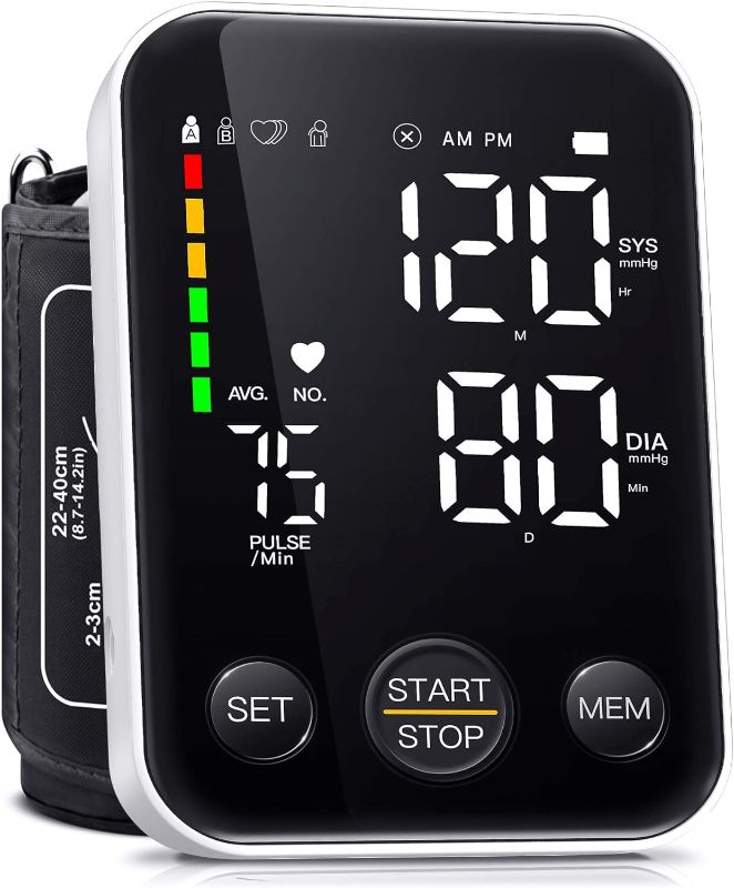 Photo 1 of Blood Pressure Monitor Upper Arm Blood Pressure Monitors for Home Use BP Machine with 2x120 Reading Memory Adjustable Arm Cuff 8.7"-15.7" Large Display with LED Background Light Storage Bag
