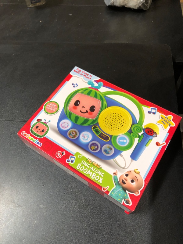 Photo 2 of eKids Auxiliary Cocomelon Toy Singalong Boombox with Microphone for Toddlers, Built-in Music and Flashing Lights, Fans of Cocomelon Gifts