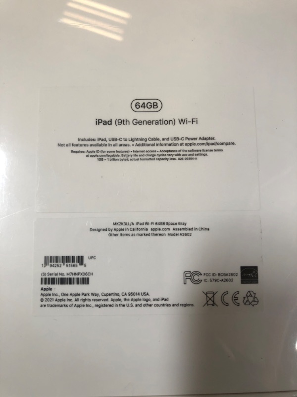 Photo 5 of Apple 2021 (9th Generation)10.2-inch iPad (Wi-Fi, 64GB) - Space Gray WiFi 64GB Space Gray (FACTORY SEALED)