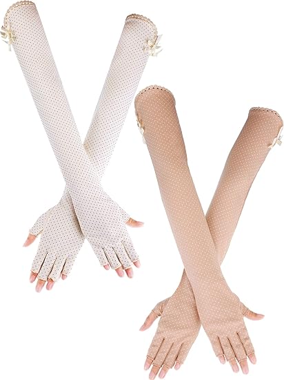 Photo 1 of Chuangdi 2 Pairs Women UV Sun Protection Driving Gloves Touchscreen Arm Sun Block Gloves for Outdoor Sports Summer Supplies
