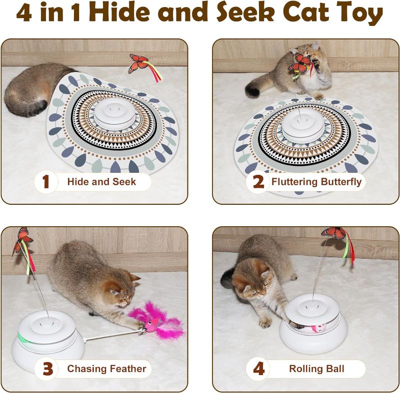 Photo 1 of VTSGN Chargeable Cat Toy Set: 3-in-1 Hide and Seek Kitten Wand, Interactive Automatic Toy with Fluttering Butterfly and Moving Feather, Indoor Exercise Kicker Cover - Suitable for All Breeds
