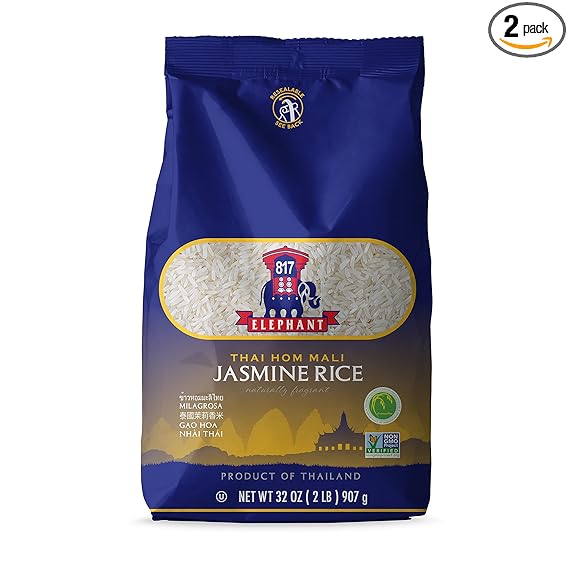 Photo 1 of 817 Elephant Jasmine Rice White Thai Hom Mali, 2 lbs (Pack of 2) 4 lbs (2 x 2 lbs)
EXP  JULY 21 2024