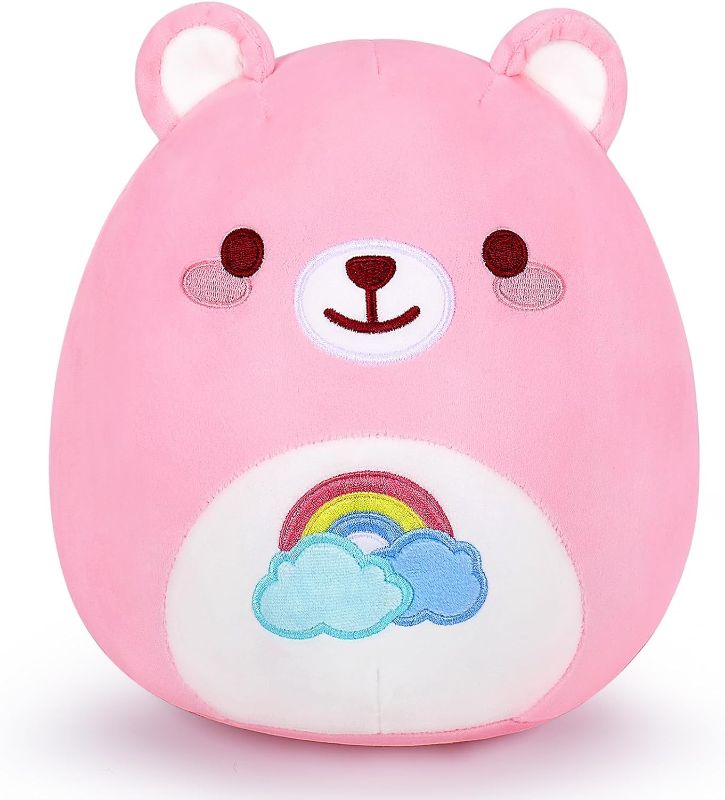 Photo 2 of Auspicious beginning Pink Rainbow Bear Plush Stuffed Animal-10'' Bear Plush Pink Heart Bear Plushie Cute Bear Anime Plush Stuffed Animals, Panda Plushies Bear Gifts Birthday Gifts for Kid
