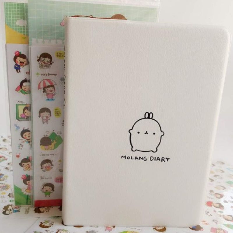 Photo 1 of  Notebook Agenda 2019 2020 Molang Diary Notebook+12pcs Stickers Notebooks and Journals Notepad Cute bullet journal planner,White