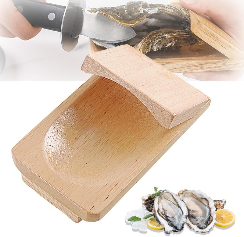 Photo 1 of 1/2/3PCS Oyster Shucking Clamp, 8×13cm Wood Shucking Clamp Oyster Shucking Protector, Wooden Holder Oyster Shucking Clamp, Oyster Opener Tool for Kitchen Home Outdoor Barbecue Camping (1PCS)
