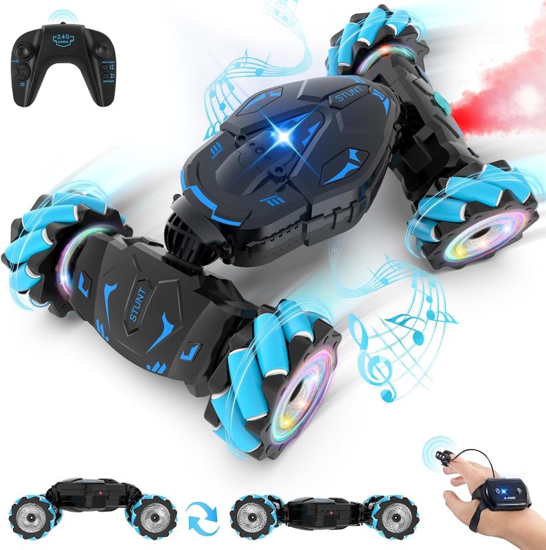 Photo 1 of Pristar RC Cars Gesture Sensing Stunt Car, Best Gifts for Boys 6-12, 2.4Ghz Remote Control Car Toys for Boys Age 6 7 8 9 10 11 12, Double Sided Flip 360° Rotate 4WD Off-Road with Spray Lights Music
