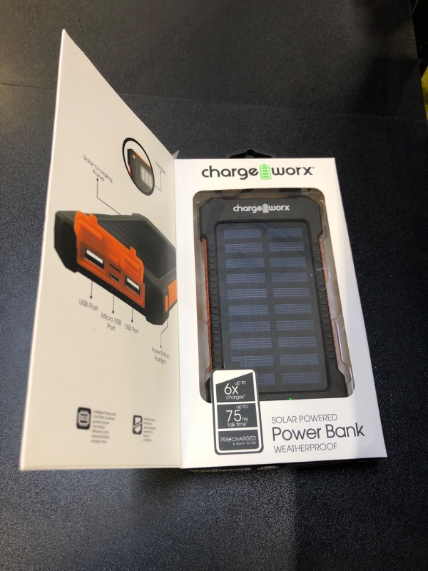 Photo 2 of Chargeworx 10000Mah Premium Solar Power Bank with Dual USB Ports