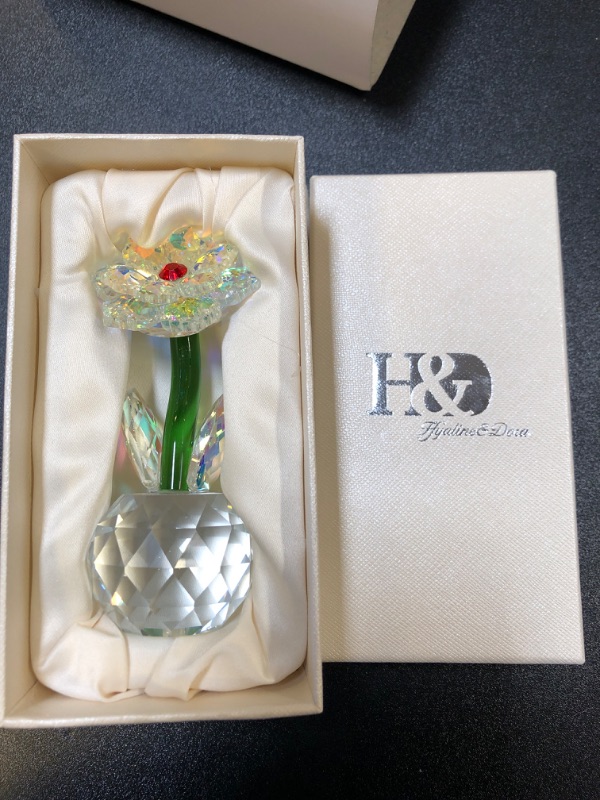 Photo 1 of 4" DECORATIVE CRYSTAL FLOWER GIFT