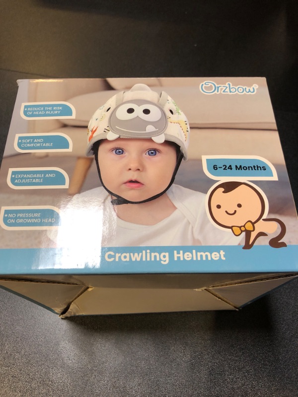 Photo 2 of Baby Safety Helmet, Breathable Baby Head Protector for Crawling and Walking, Infant Soft Helmet, Anti-Collision, Ultra-Lightweight, Expandable and Adjustable Age 6m-24m (Gray Dinosaur)