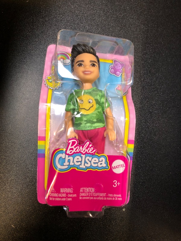 Photo 1 of Barbie Chelsea Boy Doll (6-inch Brunette) Wearing Camo T-Shirt, Shorts and Sneakers