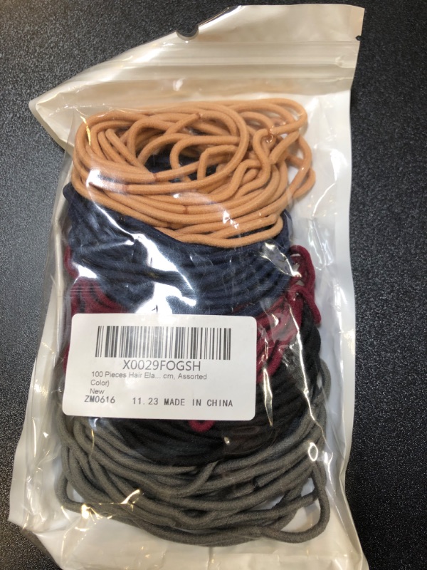 Photo 1 of 100 Pieces Hair Elastics Hair Ties Ponytail Holders Hair Bands (5 x 0.3 cm, Black) 1.97x0.1 Inch (Pack of 100) 