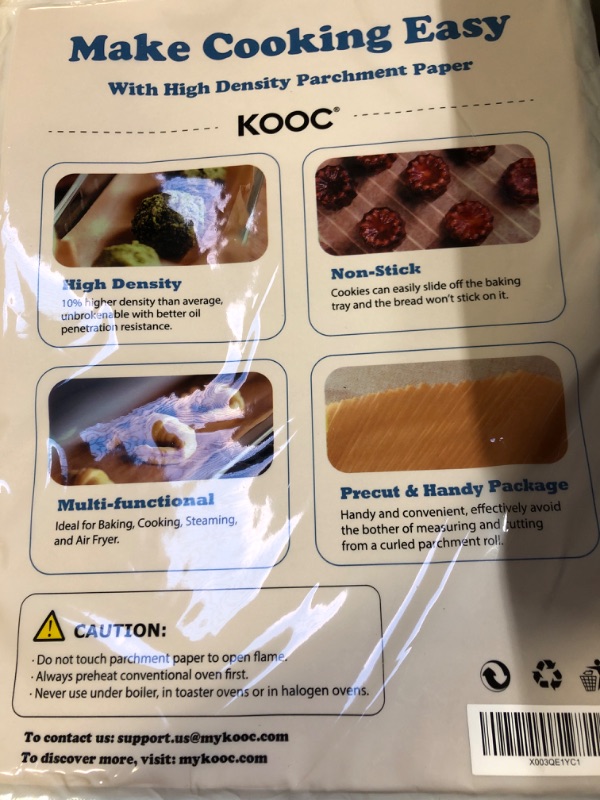Photo 2 of KOOC Premium 12x16 Inch Parchment Paper Sheets, 100-Pack, Precut Unbleached Baking Paper - High Density & Compostable - Non-Stick - Ideal for Oven, Microwave, Air Fryer - Cooking and Baking Essential 100 Count XL (12" x 16")