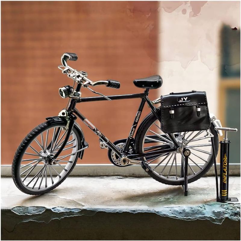 Photo 1 of Vucootli 2023 DIY Retro Bicycle Model Ornament for Kids, 1:10 Simulation Mini Bicycle Model Scale Kit with Inflator and Briefcase, Finger Bike Models Toys, Creative Iron Art Tabletop Ornament Toys
