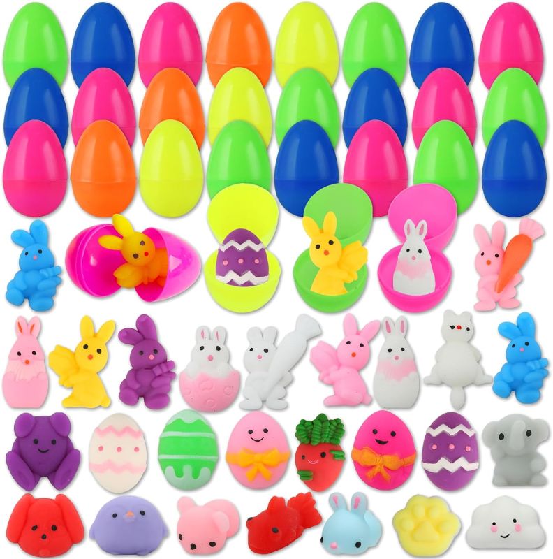 Photo 1 of KINGYAO 28 Pack Easter Eggs with Mochi Squishy Toys Inside, Easter Basket Stuffers Egg Fillers Party Favors Gift for Kids Boys Girls Stress Relief Fidget Sensory Toys for Adults
