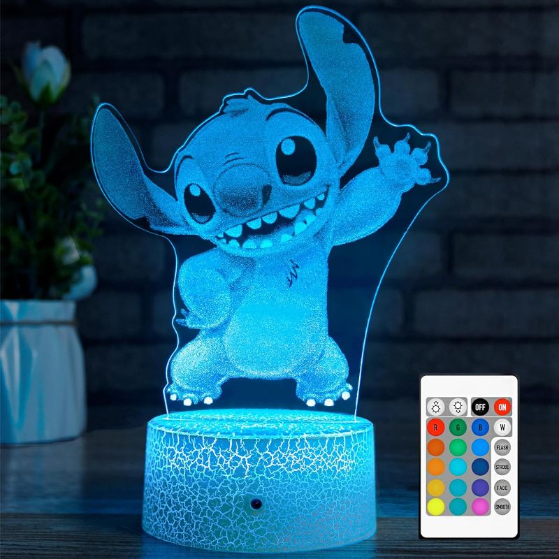 Photo 1 of AmazerGift Stitch Gifts, Stitch Night Light for Kids, Christmas and Birthday Party Supplies for Boys/Girls, Stitch Decoration 3D Night Light, 16 Colors Change with Remote
