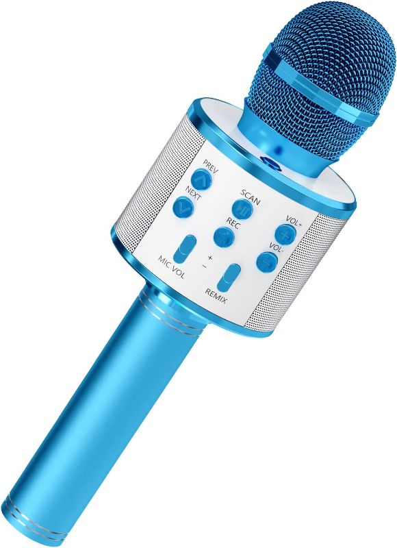 Photo 1 of GIFTMIC Kids Microphone for Singing, Wireless Bluetooth Karaoke Microphone for Adults, Portable Handheld Karaoke Machine, Toys for Boys and Girls Gift for Birthday Party (Blue)
