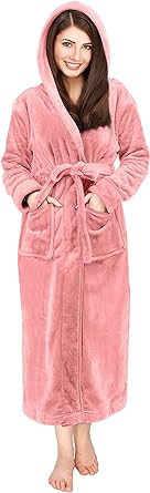 Photo 1 of NY Threads Womens Fleece Hooded Bathrobe Plush Long Robe