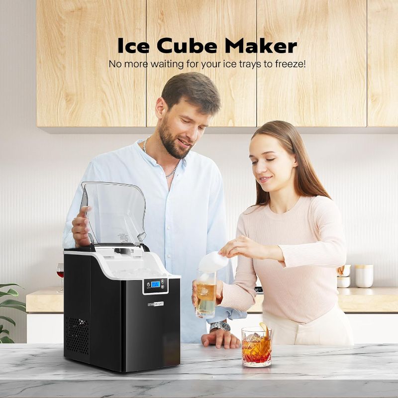 Photo 1 of  Ice Maker Countertop, Pebble Ice Maker Machine with 44lbs/Day, Portable Soft Chewable Ice Maker with Self-Cleaning, Scoop, 10PCs Ice Bags for Home, Kitchen, Camping, RVs