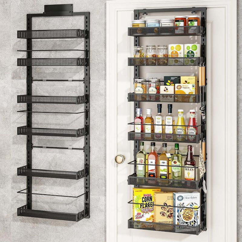 Photo 1 of  Over the Door Pantry Organizer, 6-Tier Adjustable Dense Mesh Basket Kitchen Pantry Door Organization and Storage, Heavy-Duty Metal Hanging Kitchen Spice Rack,D6.1 x W17.71 x H50.6 inch,1 Pack