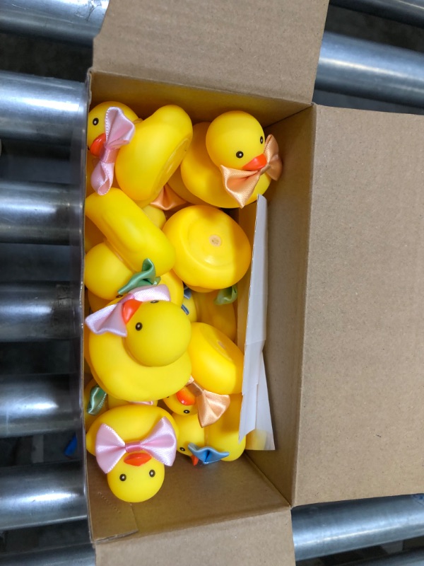 Photo 3 of 24 Sets Assorted Easter Mini Rubber Duck Bulk with Mini Bunny Ear Top Hat and Bow Ties Bunny Duckies Bath Toys for Kids Baby Showers Accessories Easter Basket Stuffers and Gifts Party Favors