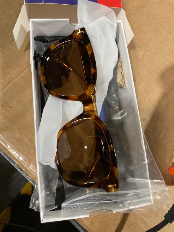 Photo 1 of KSSESSE Retro Square Polarized Sunglasses for Women Men UV Protection Womens Stylish Sunnies Demi Frame Brown Lens